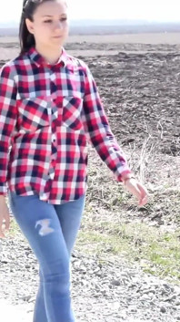 Desperate Girl with Full Bladder Has to Pee on a Dirt Road
