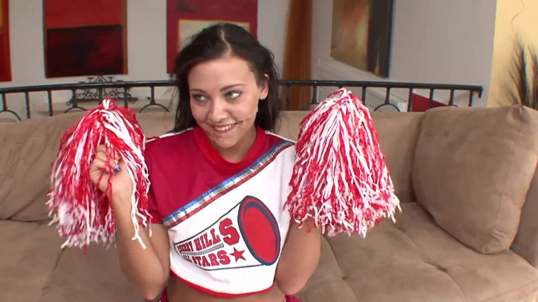 TeenXXX Stories: Sweet brunette cheerleader fucked in her wet pussy on the...