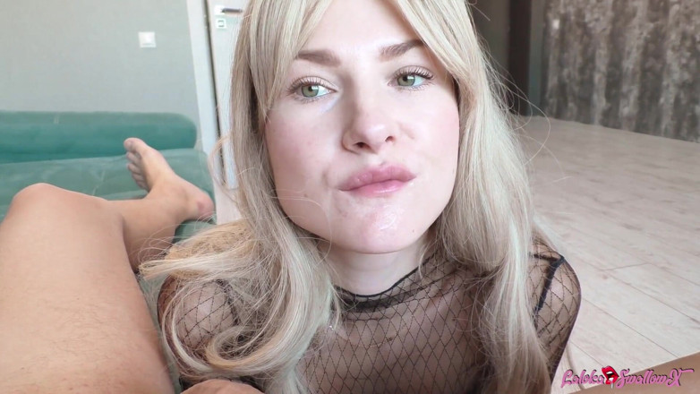 Laloka4you: Slutty Blonde Delightfully Sucks Morning Client's Cock and Swallows Cum...