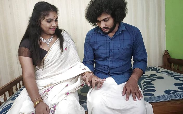 Vaigavarun45: Vaishnavy y Sharun Raj en primera noche romance, kerala vestido...