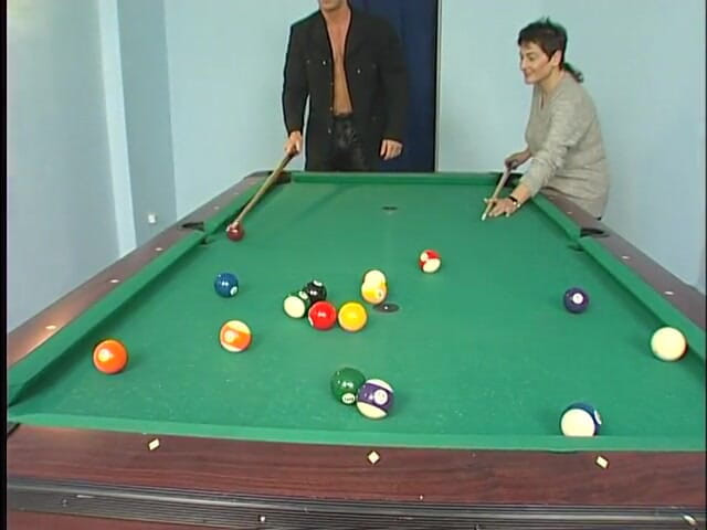 Xfucks: Stockinged mature slut fucked hard after pool stick drills her...