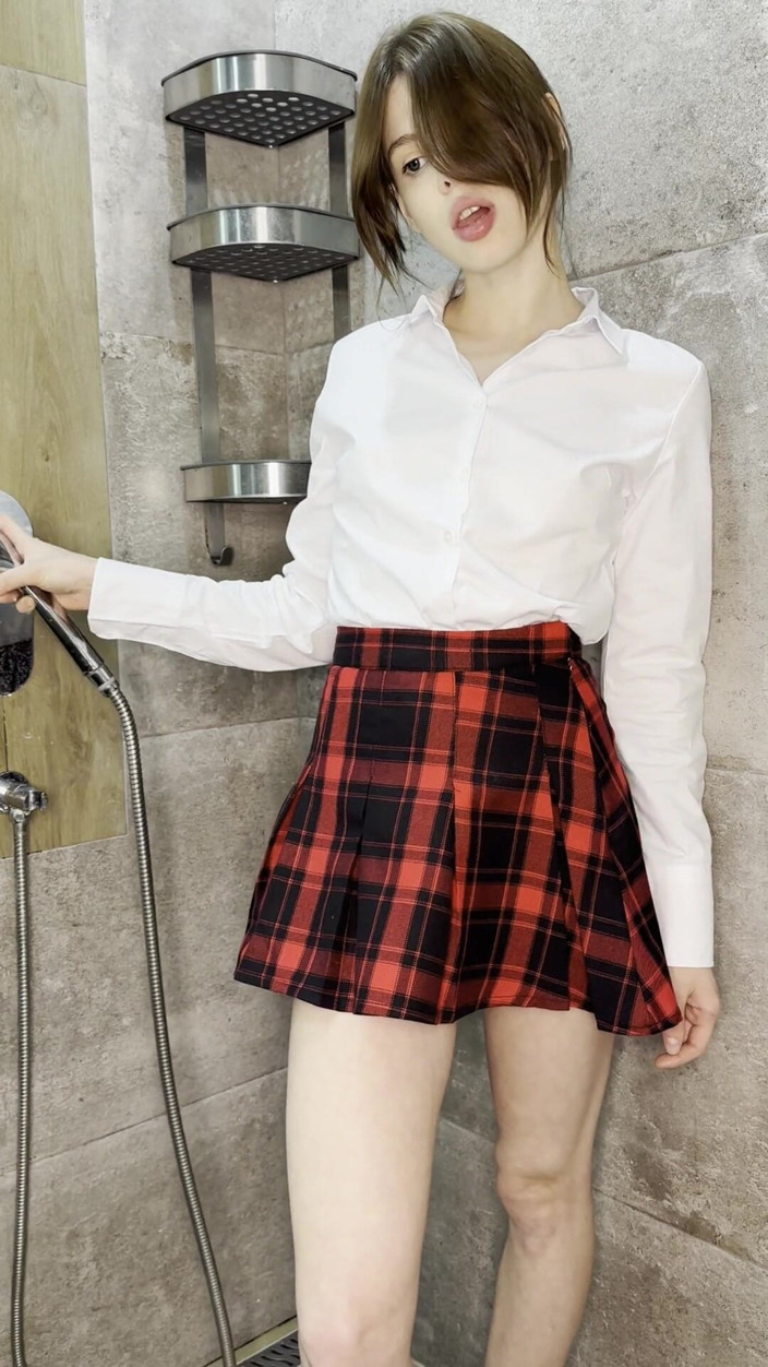 anibutler: Sexy College Girl Strips in the Shower and Fucks Her...