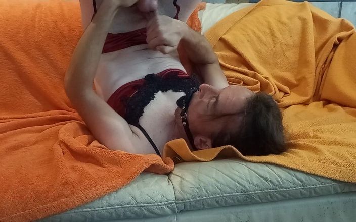 Leatransteen: Lars Damberger Masturbating and Cum in Mouth with an Mouthgag