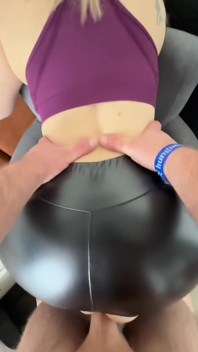 Stepsister Fucked in Hotel Room in Leather Pants Hot Cum