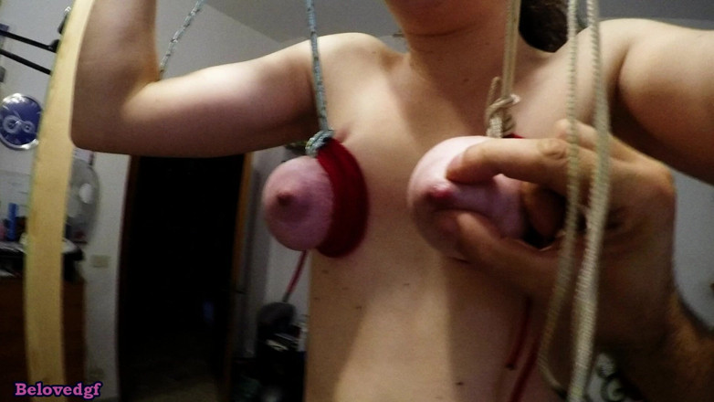 Belovedgf: Tight boud breasts and slomotion of nipples pinched hard