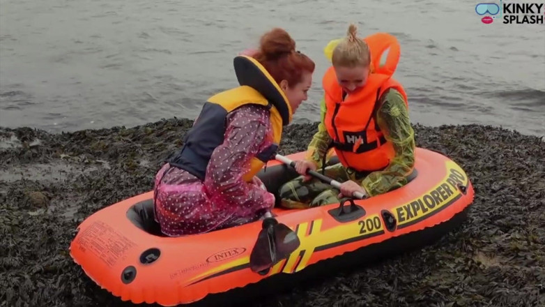 UKCuteGirl Lucy Lauren: Two Girls One Dinghy: Tight Rubber &amp; Pvc Rainwear