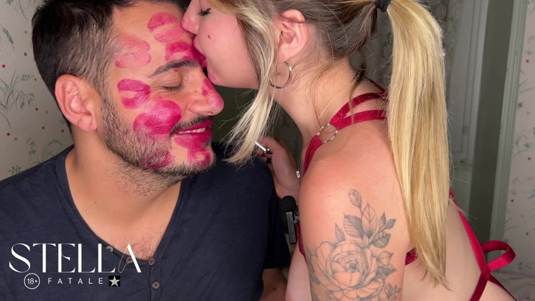 Stellafatale: Non Stop Lipstick Kisses All Over His Face