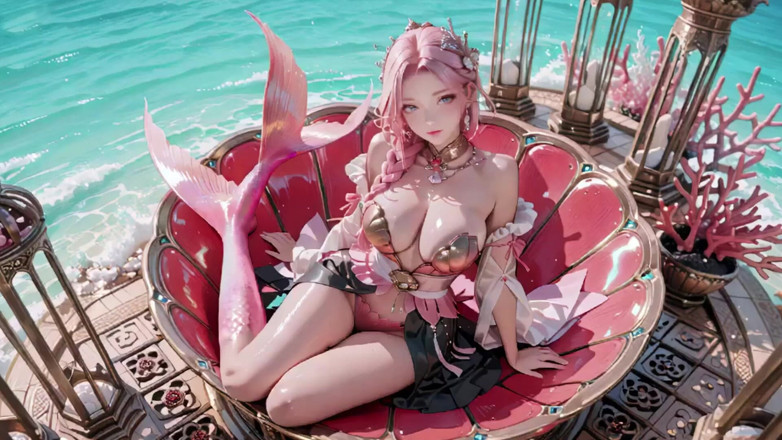 Seraphina Vale: Pink Mermaid Queen! Private Gaze in the Underwater Palace, From...