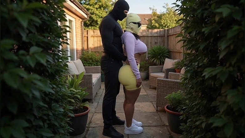 Animate golden: Tall Stepdad Pressing Petite Big Ass Stepdaughter in Backyard