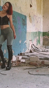 Boots, Jeans & Crushing Tease in an Abandoned Building
