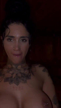Pregnant Tattooed MILF Drains Stranger in Steamy Sauna One Night Stand