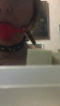 Cooking While Wearing a Collar and a Gag - Lovessie