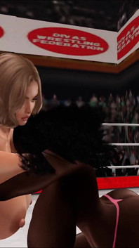 トップレス、巨乳、女性、プロレス、エマ対アリュール、再戦、HD