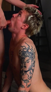 Guy with Huge Cock Fucks Young Guy Deep in Throat and Fills His Tight Ass with Cum