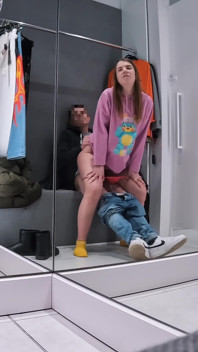 Public Sex in the Mall - Blowjob in the Locker Room
