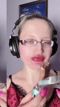 Asmr Sweet Chocolate Eating- Asmr, Eyeglasses, Giantess, Lipstick, Big Lips, Mough, Food, Face Fetish, Long Nails