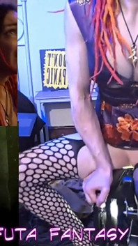 Nice Long Ride on the Fuck Chair in a Sexy Satin Dress