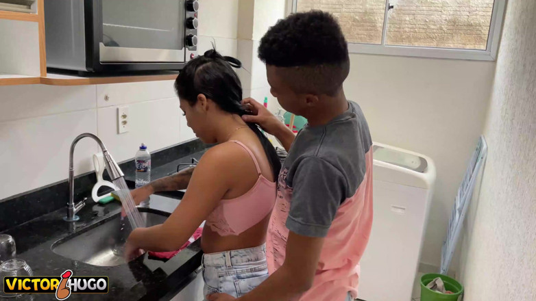 VictorHugo: Enjoying my wife in the kitchen