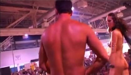 European Classics: Two girls pleasing a guy in front of an audience
