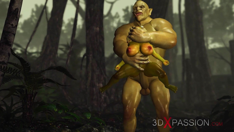 3dxpassion: Green monster Ogre fucks hard a horny female goblin Arwen...
