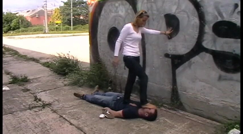 Femdom Austria: Trampling on cold and hard stone ground