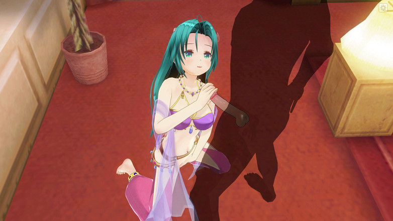 H3DC: 3D Hentai menina com cabelo azul toca sua buceta e...