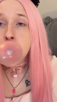 Bratty Bubblegum Slut Blowing Bubbles