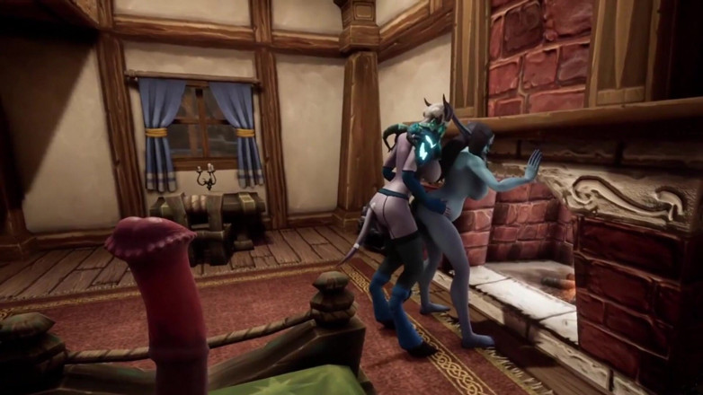 Wraith Futa: Shemale demon fuck pregnant elf in front of the fireplace
