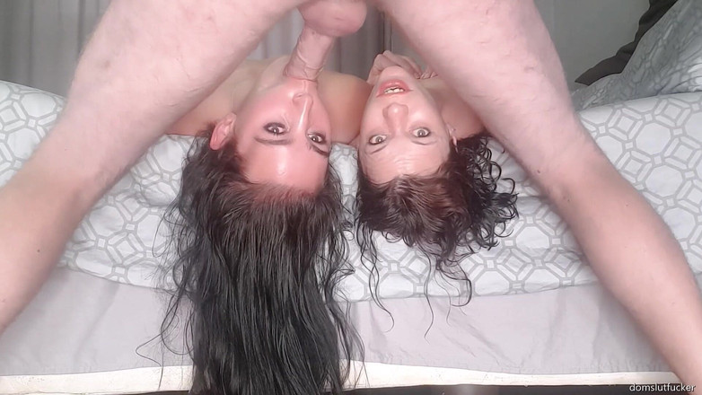 domslutfucker: Two Sluts Getting Upside Down Face Fuck with Two Camera...