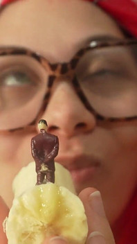 Giantess Stepsister Eats Tiny Stepbrother's Big Cock Because It's a Banana and so She Replaces