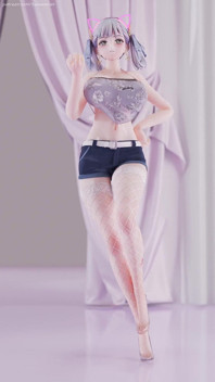 [mmd] Naruto tide Imashio aoa - Heart Qi b ultra pendek perut poket striptis