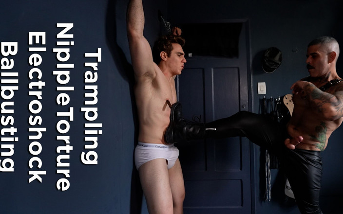 Victor Punish: BDSM Leather Session - Trampling CBT and Nipple Play