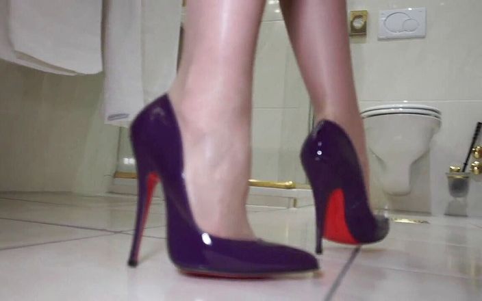 Lady Victoria Valente: High Heels loud steps in the Bathroom - High Heels fetish...