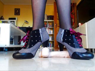 Angieholics Braingasms: Dildo stomping with my sexy pin up ankle boots