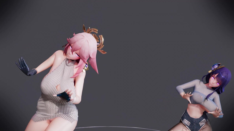 MikuMotion: Стриптиз шоколадного сливкового дуэта Bar и Kamiko