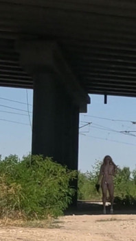 Slave Tih Shows Her Pussy and Tits Under the Bridge