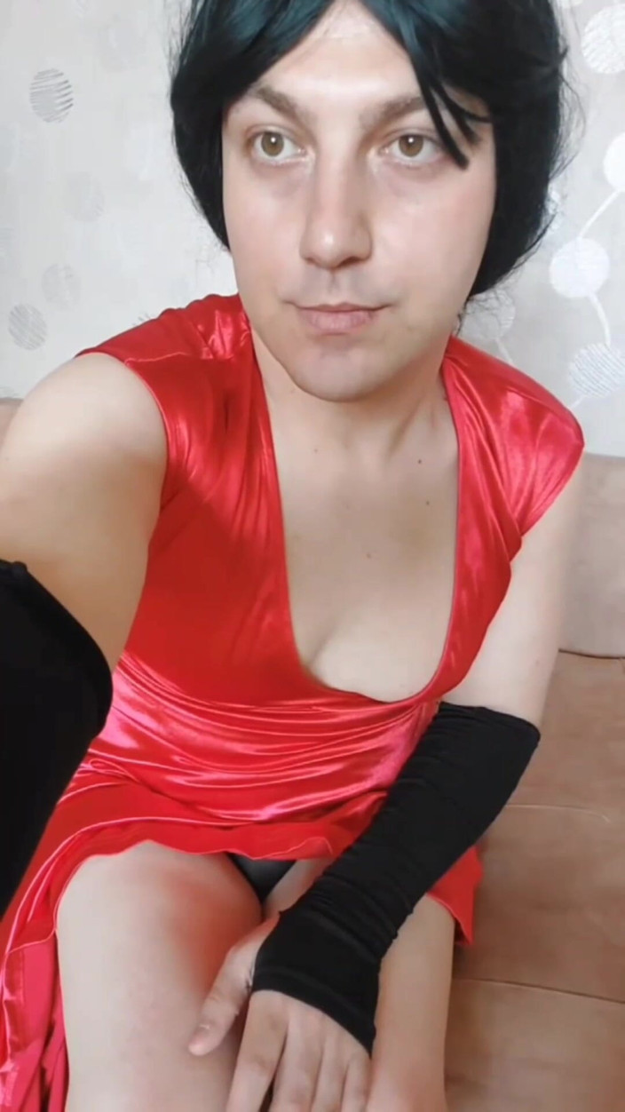 Kitty_Cross: Red Dress Delicious Thighs Crossdresser