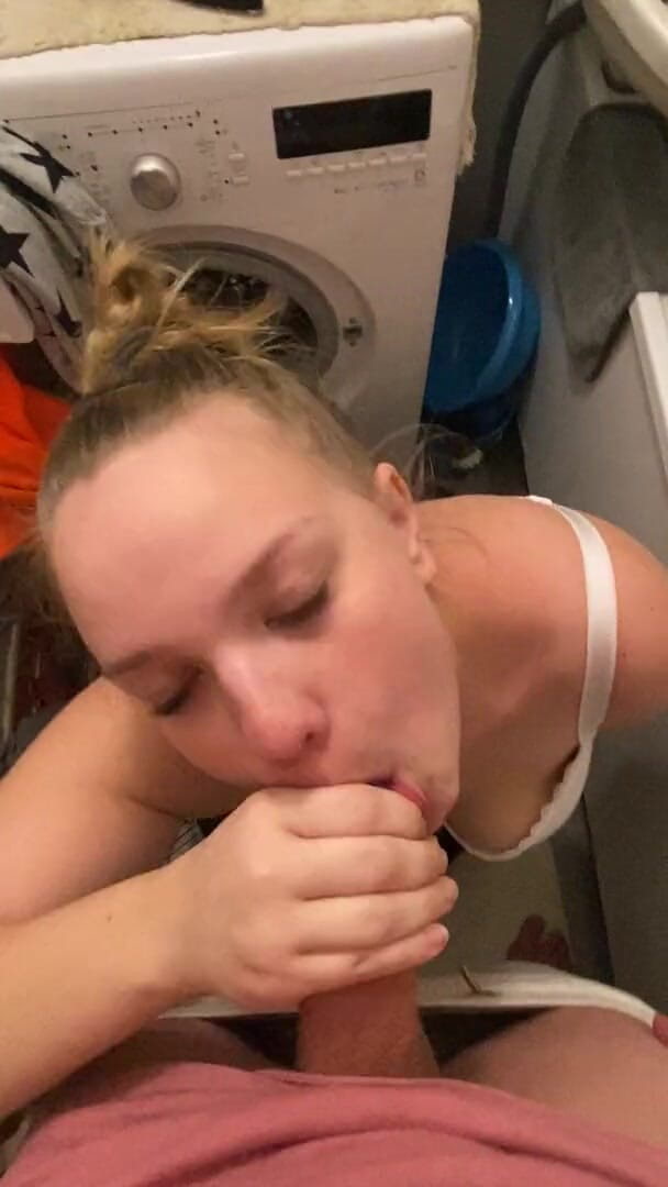 Bootyass Girl: Risky quick blowjob in the bathroom when my stepmom was...