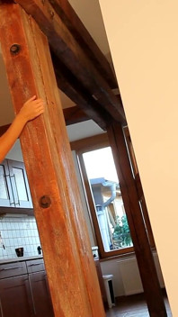 Beauty blonde babe in sexy lingerie strip for us