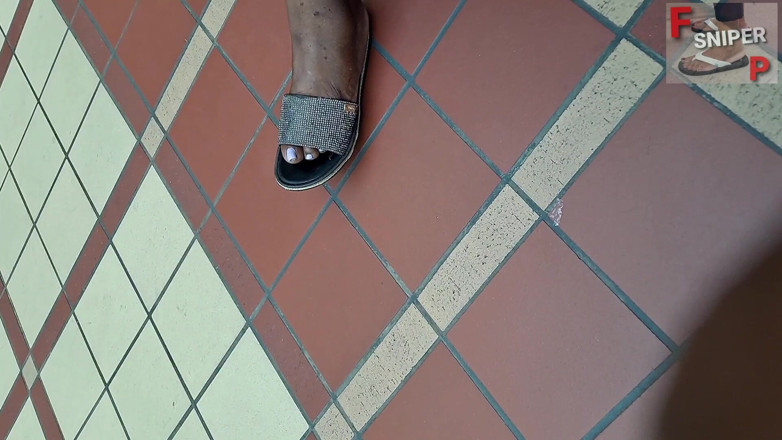 Foot Patrol: Working Lady Ebony with BBW Feet with Pink Toes