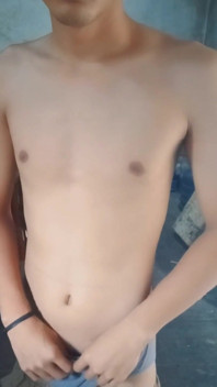 Asian Boy Masturbating in Warehouse