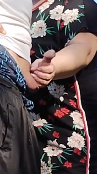 Mother-in-law Holds My Dick While I Pee and Then Sucks It in Public