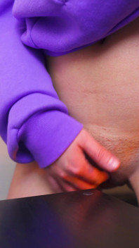 A young girlfriend got excited and decided to masturbate... Rubbing against the table and cumming loudly. She has such a fetish