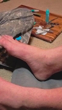 Melody Gives Her Master a Pedicure