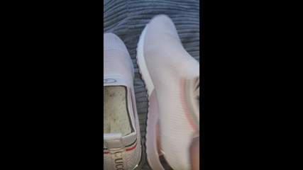 Simp to my ebony feet: come and look inside my dirty 3 days worn trainers