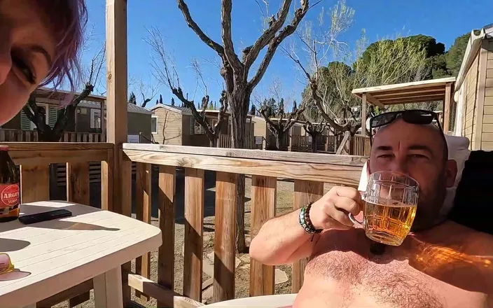 bekycarril: Outdoor Blowjob in a Camping on the Terrace While Sipping