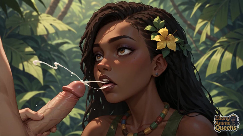 Ebony Anime Queens: Sizzling Dark-hued Goddess Adorns Jungle - Frolicsome XXX!