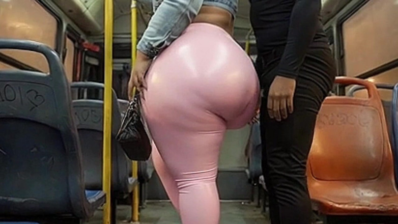 Xprohibidox1: Balaclava BBW Gets Ass in Tight Shiny Pink Pants - Public...