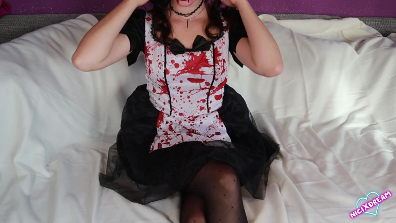 NiciXdream: Nurse plays with mini pumpkins
