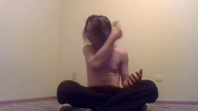 LilTaste: Topless Transgirl Brushing Her Own Hair